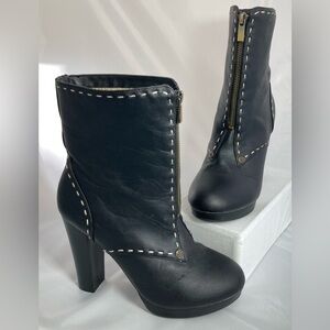 Avon Mark Fur-Lined Fashion High Heel Boots - Black - Womens Size 8